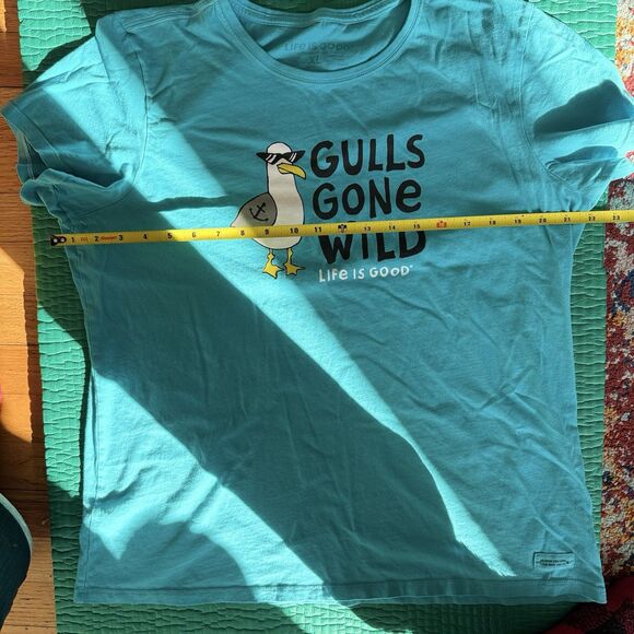 Life Is Good Womens XL Teal Seagulls Gulls Gone Wild Crusher Tee Tshirt Cotton - Picture 12 of 14